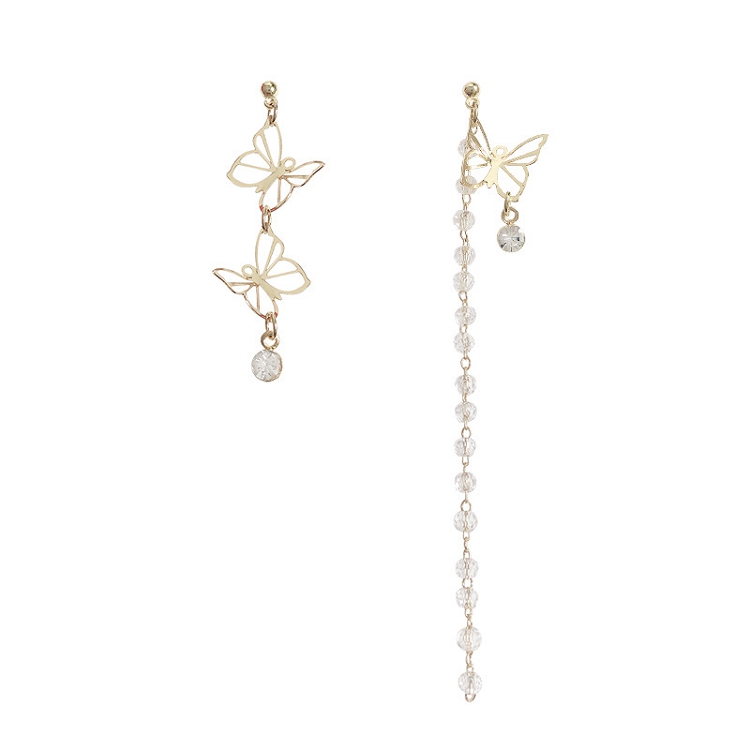 Hanjue jewelry factory thin bow earrings women long temperament asymmetrical tassel high sense of Korea earrings